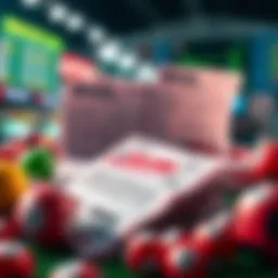 A vibrant representation of lottery tickets and sports betting slips