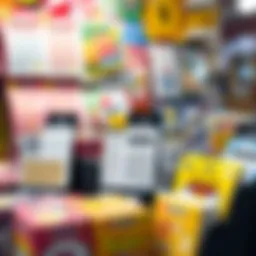 Diverse lottery ticket options on display