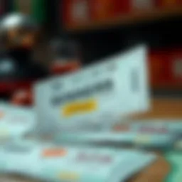 Lottery ticket with winnings highlighted