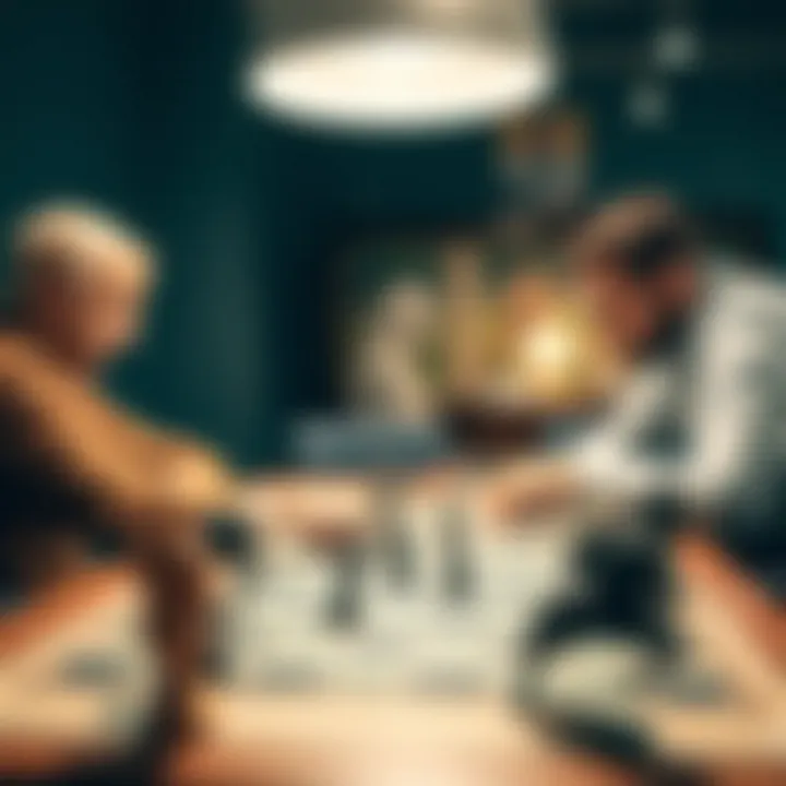 An intense moment in a horse racing board game showing players strategizing and discussing moves.