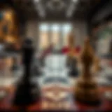 A strategic board game in action